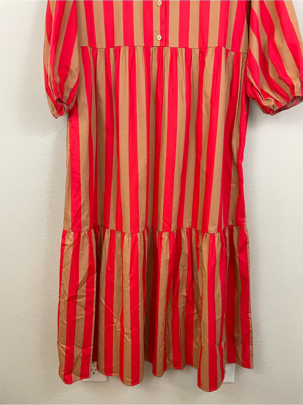 Anthropologie Maeve Bettina Striped Tiered Poplin Shirt Midi Dress Size M - Picture 7 of 11